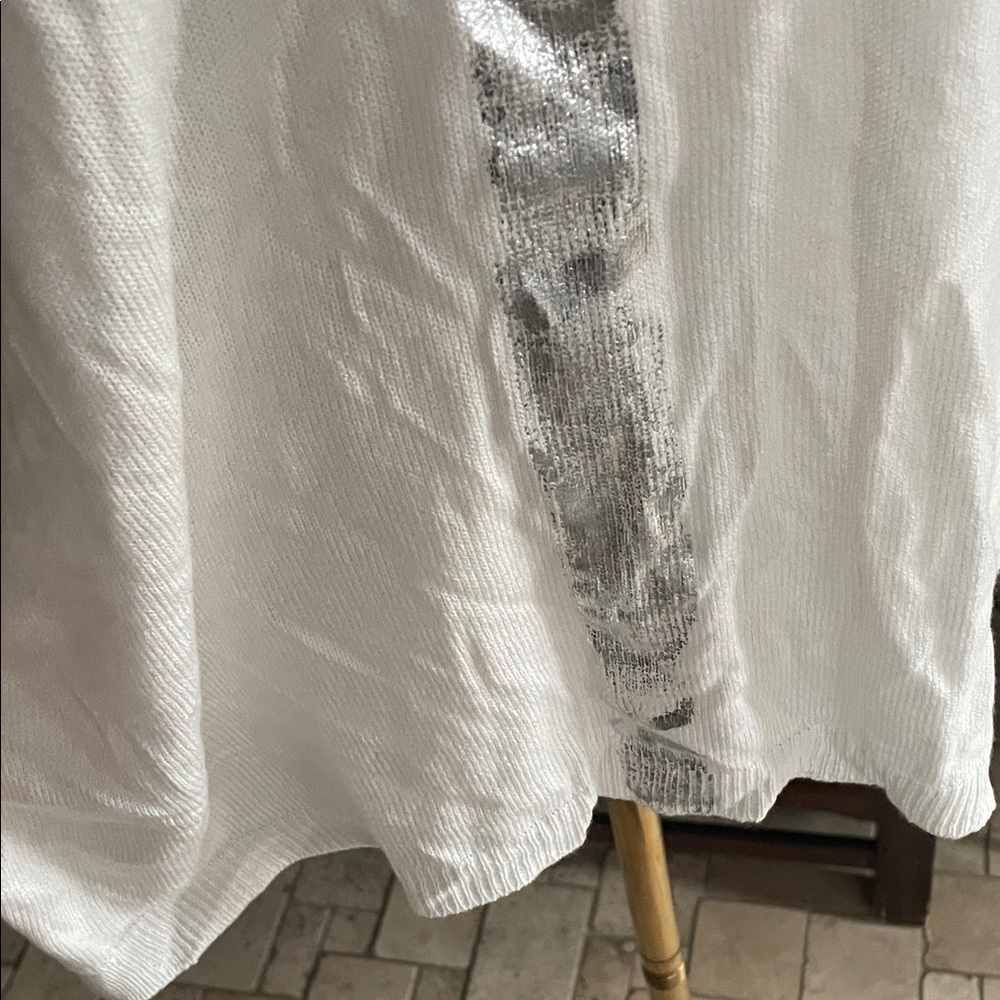 VENTI 6 Summer Spring Light Sweater White Top with Silver Accent Fits Medium - Picture 6 of 10